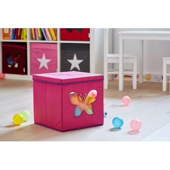LOVE IT STORE IT - Úložný box na hračky s krytom a okienkom - motýľ