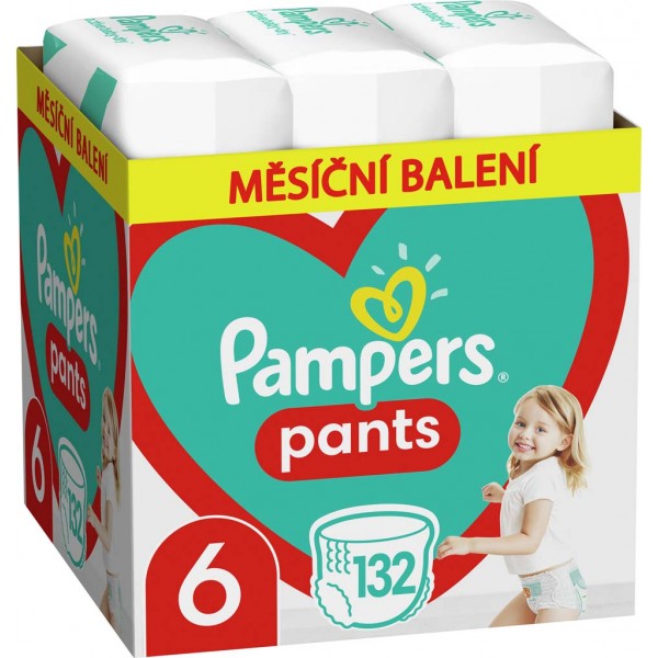 PAMPERS PAMPERS Pants 6 Active Baby Dry 132 ks (15+ kg) MESAČNÁ ZÁSOBA - plienkové nohavičky