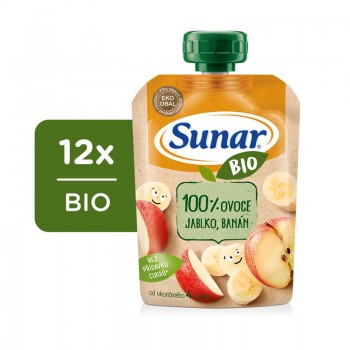 12x SUNAR BIO Kapsička jablko, banán 100 g