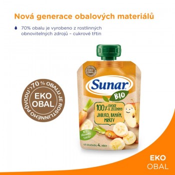 12x SUNAR BIO Kapsička jablko, banán, mrkva 100 g