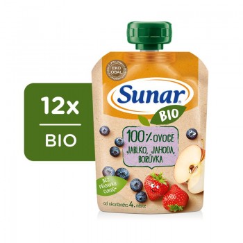 12x SUNAR BIO Kapsička jablko, jahoda, čučoriedka 100 g