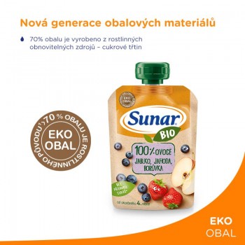 12x SUNAR BIO Kapsička jablko, jahoda, čučoriedka 100 g