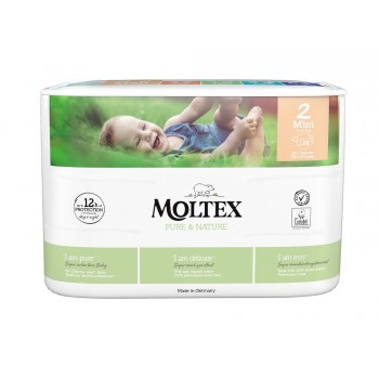 4x MOLTEX Pure & Nature Plienky jednorazové 2 Mini (3-6 kg) 38 ks - ECONOMY PACK