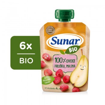 6x SUNAR BIO Kapsička hruška, malina 100 g