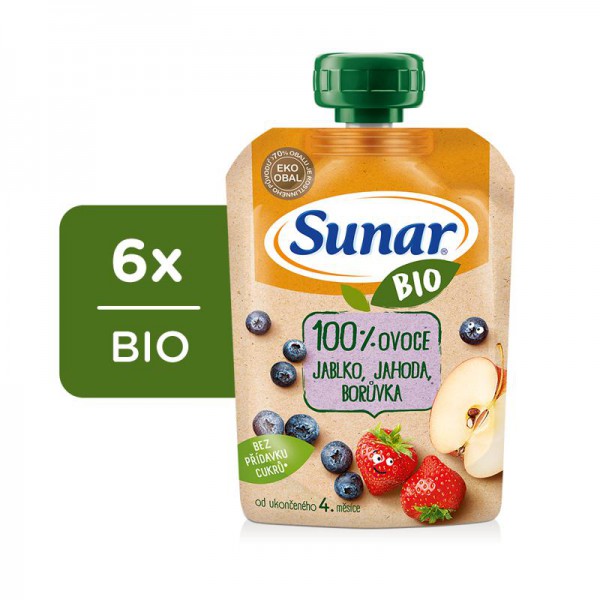 6x SUNAR BIO Kapsička jablko, jahoda, čučoriedka 100 g