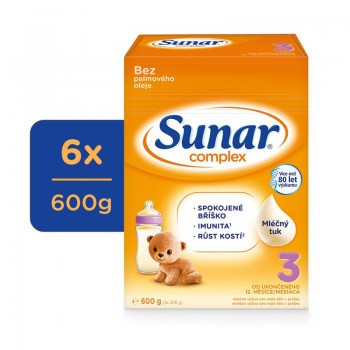 6x SUNAR Complex 3 Mlieko batoľacie 600 g