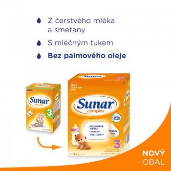 6x SUNAR Complex 3 Mlieko batoľacie 600 g