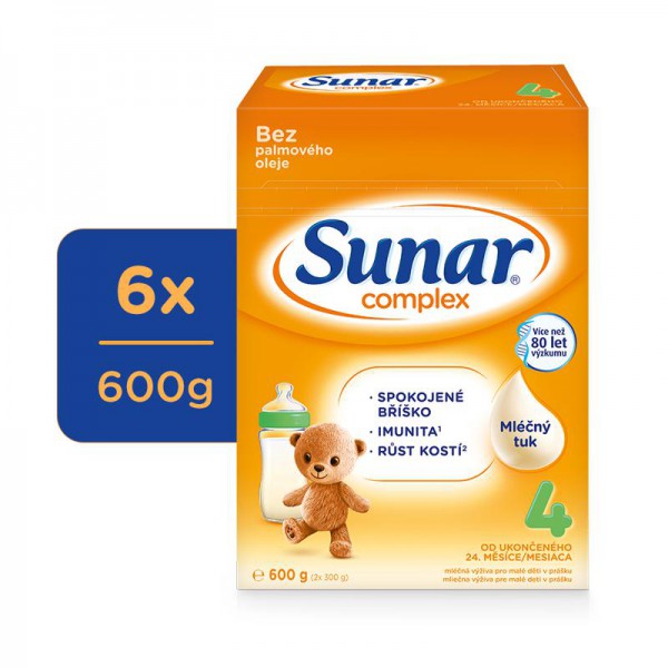 6x SUNAR Complex 4 Mlieko dojčenské 600 g