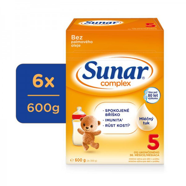 6x SUNAR Complex 5 Mlieko dojčenské 600 g