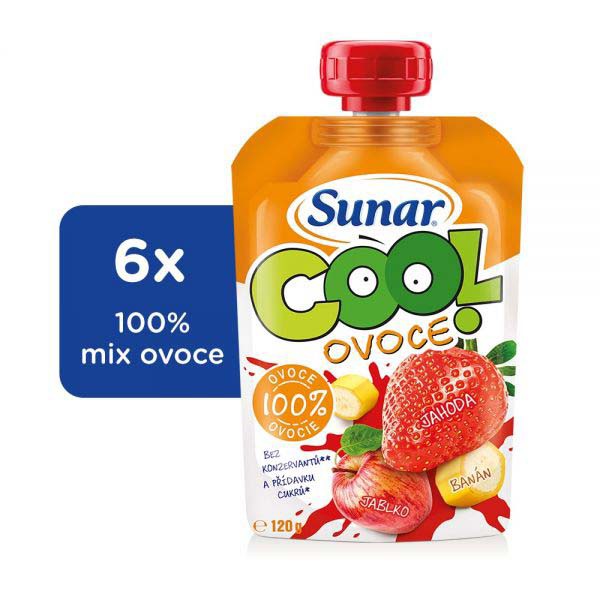 6x SUNAR Kapsička Cool ovocie jahoda, banán, jablko 120 g