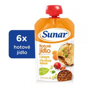 6x SUNAR Kapsička Hotové jedlo Lasagne s hovädzím mäsom 120 g