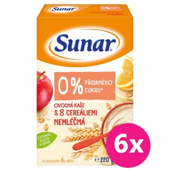 6x SUNAR Kaša nemliečna ovocná s 8 cereáliami 220 g