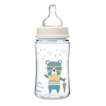 CANPOL BABIES Fľaša so širokým hrdlom Bonjour Paris 240 ml modrá