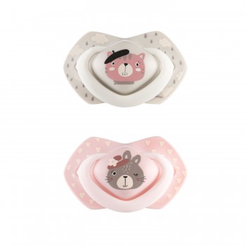 CANPOL BABIES Set symetrických silikónových cumlíkov 18m+ Bonjour Paris ružový