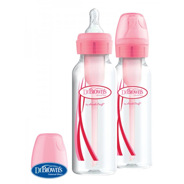 DR.BROWN'S Fľaša antikolik Options+ úzka 2x250 ml plast, ružová