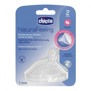 CHICCO Cumlík na fľašu Natural Feeling silikón stredný prietok 2m+ 1 ks