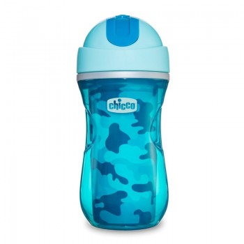 CHICCO Hrnček Sport termo so slamkou 266 ml modrý 14m+