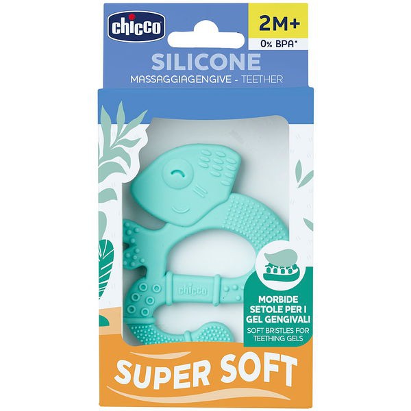 CHICCO Hryzačka silikónová Super Soft Chameleón modrý 2m+ CHICCO Hryzačka silikónová Super Soft Chameleón modrý 2m+