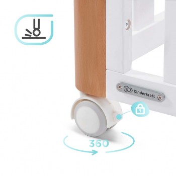 KINDERKRAFT Postieľka drevená Koya s funkciou ohrádky vrátane matraca White, Premium