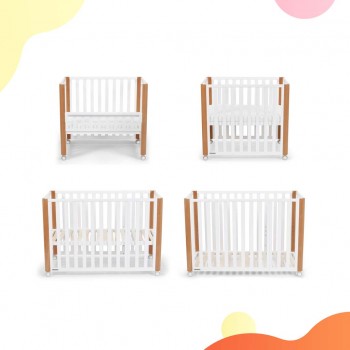 KINDERKRAFT Postieľka drevená Koya s funkciou ohrádky vrátane matraca White, Premium