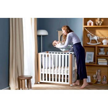 KINDERKRAFT Postieľka drevená Koya s funkciou ohrádky vrátane matraca White, Premium