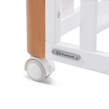 KINDERKRAFT Postieľka drevená Koya s funkciou ohrádky vrátane matraca White, Premium