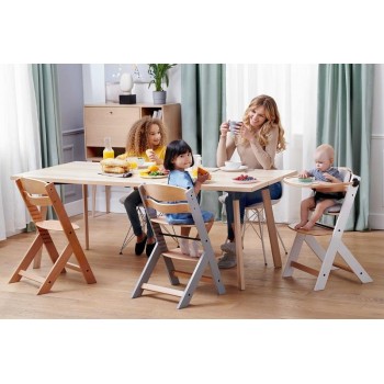 KINDERKRAFT Stolička jedálenská Enock Grey wooden, Premium