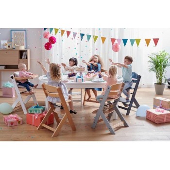 KINDERKRAFT Stolička jedálenská Enock Grey wooden, Premium