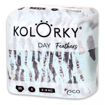 KOLORKY DAY Plienky jednorazové eko, perie S (3-6 kg) 25 ks