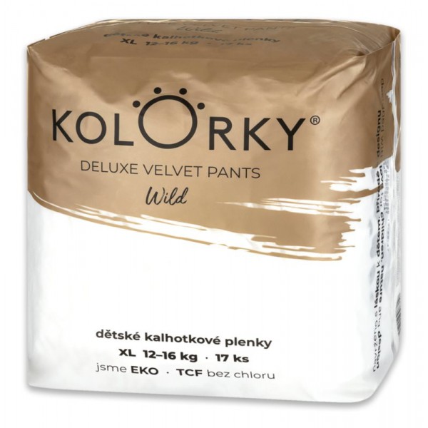 KOLORKY DELUXE VELVET PANTS Wild Nohavičky plienkové jednorázove eko XL (12-16 kg) 17 ks