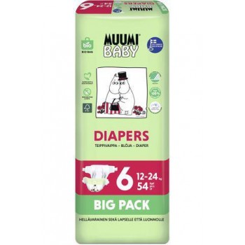 MUUMI Baby Plienky jednorazové 6 (12-24 kg) 54 ks - BIG PACK