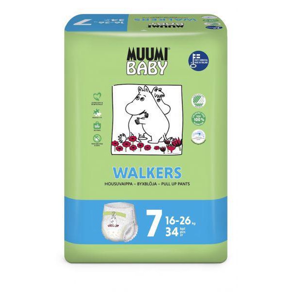 MUUMI Baby Walkers Nohavičky plienkové jednorazové 7 (16-26 kg) 34 ks