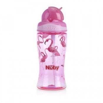 NUBY Hrnček netečúci so sklápacou slamkou 360 ml ružová