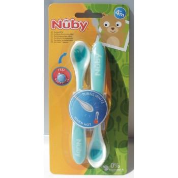 NUBY Lyžička kŕmiaca termo 2 ks, 3 m+ červená