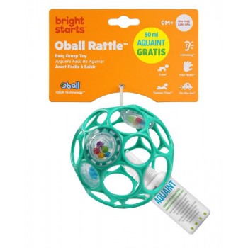 OBALL Hračka Oball RATTLE 10 cm 0m+ dark turquoise + 50 ml Aquaint