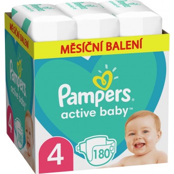 PAMPERS Active Baby Plienky jednorazové 4 (9-14 kg) 180 ks - MESAČNÁ ZÁSOBA