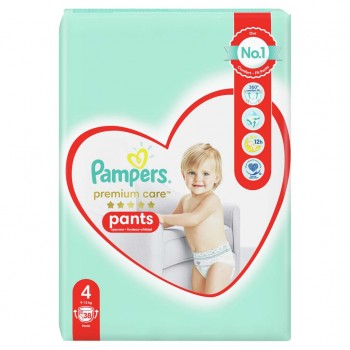 PAMPERS Premium Care Pants Nohavičky plienkové jednorazové 4 (9-15 kg) 38 ks