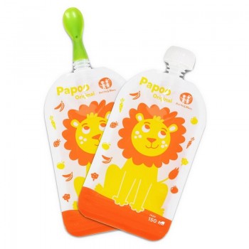 PETITE&MARS Kapsička na jedlo Papoo Original Lion 6 ks
