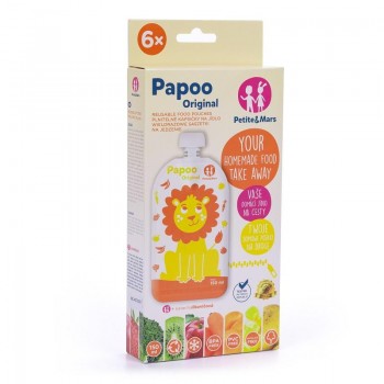 PETITE&MARS Kapsička na jedlo Papoo Original Lion 6 ks
