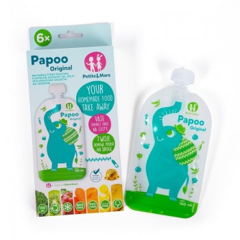 PETITE&MARS Kapsička na jedlo Papoo Original Elephant 6 ks
