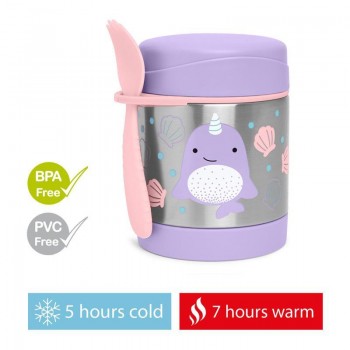SKIP HOP Zoo Termoska na jedlo s lyžičko/vidličkou Narval 325 ml, 3r+