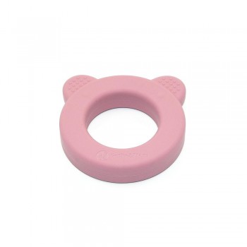 PETITE&MARS Hryzačka silikónová s hrkálkou Beary Dusty Rose 0m+