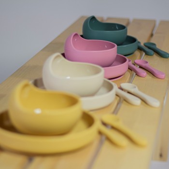 PETITE&MARS Miska silikónová s prísavkou TAKE&MATCH Dusty Rose 6m+