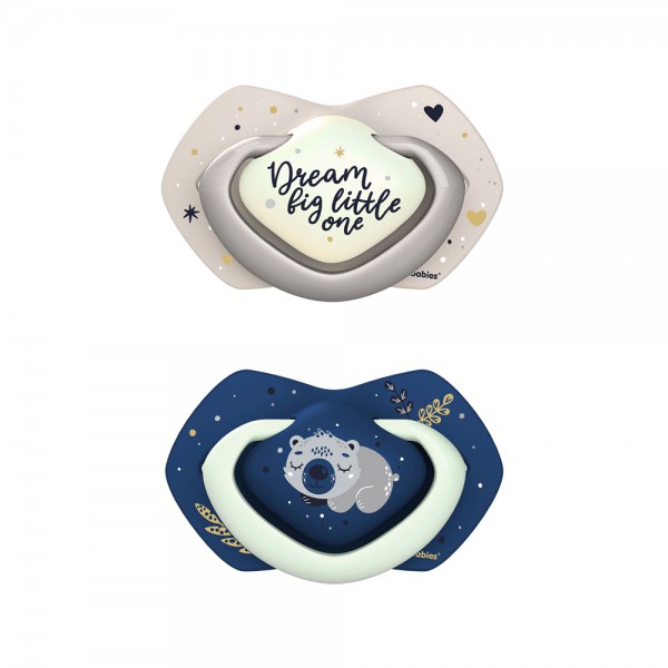 CANPOL BABIES Set symetrických silikónových cumlíkov Light touch 0-6m Sleepy koala modrý