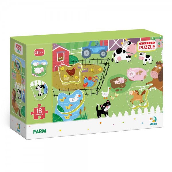 DODO Puzzle s triedením obrázkov Farma 18 dielov
