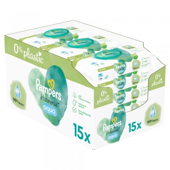 PAMPERS Harmonie Aqua vlhčené obrúsky Plastic Free 15x48 ks 720 ks