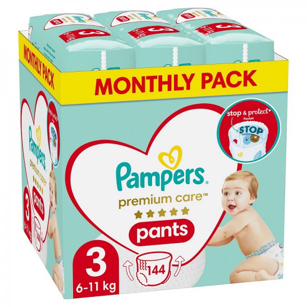 PAMPERS Premium Care Nohavičky plienkové veľ. 3 (6-11 kg) 144 ks