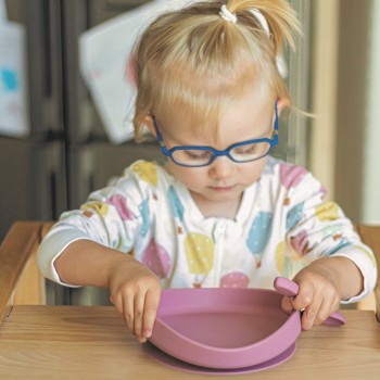 PETITE&MARS Set jedálenský silikónový TAKE&MATCH 2 ks tanier + miska Dusty Pink 6m+