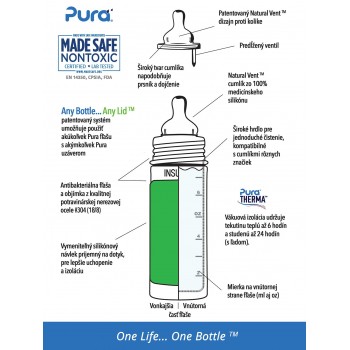 Pura® dojčenská TERMO fľaša 260ml zelená