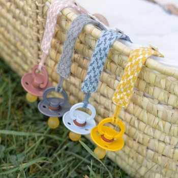 BIBS Paci Braid klip na cumlík Blush / Ivory